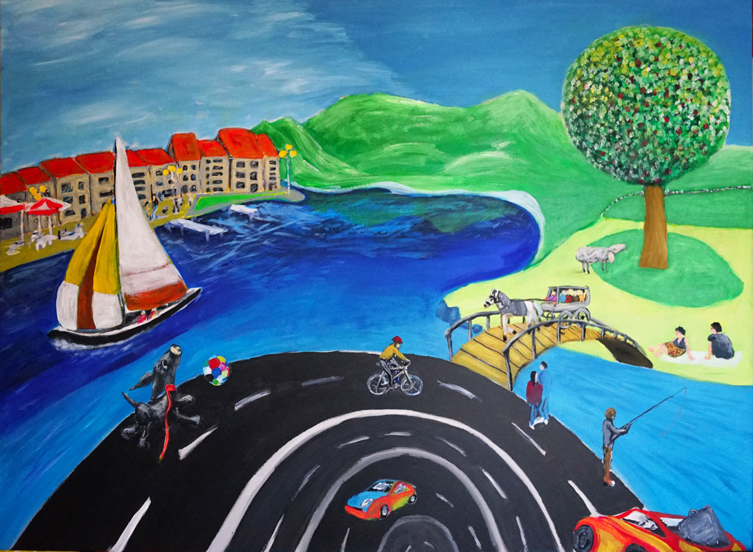 Landschaft, naive Malerei